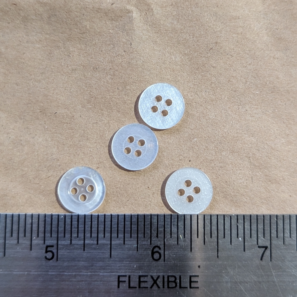 BUTTONS Round Iridescent Pearlized slightly concave 4-holed 1/2" (4)
